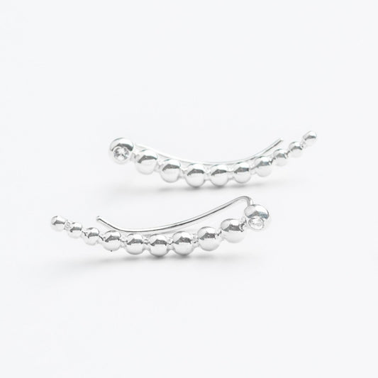 Centauri • Boucles grimpe-oreilles perles graduées avec saphir incolore