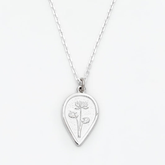 Fleur de naissance • Pendentif floral avec chaîne en argent sterling