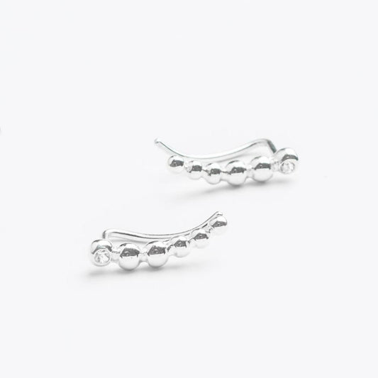 Short Centauri & Natural Colorless Sapphire • Graduated Pearl Ear Climbers