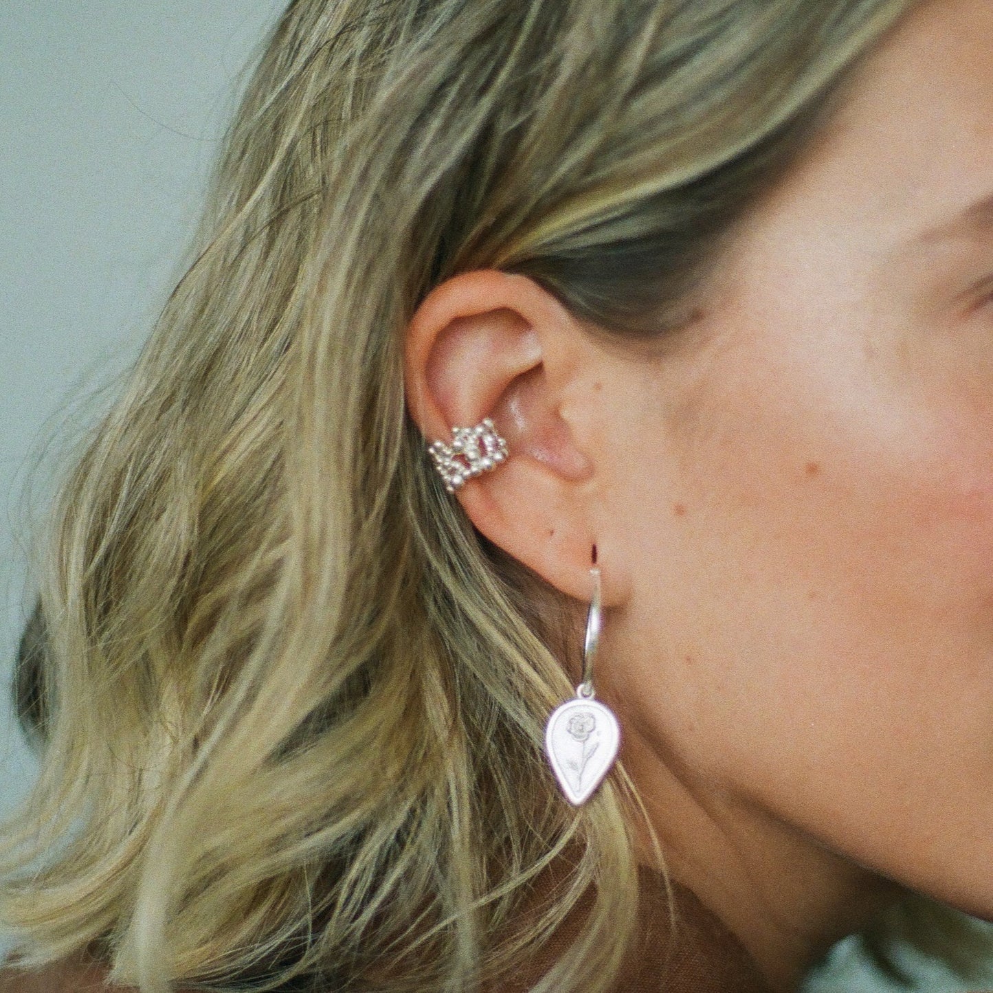 Sterling Silver Detachable Dangle Earrings • Birth Flowers