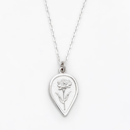 Sterling Silver Birth Flower Necklace